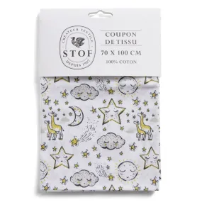 Coupon tissu imprimé Solune 70x100cm coton jaune