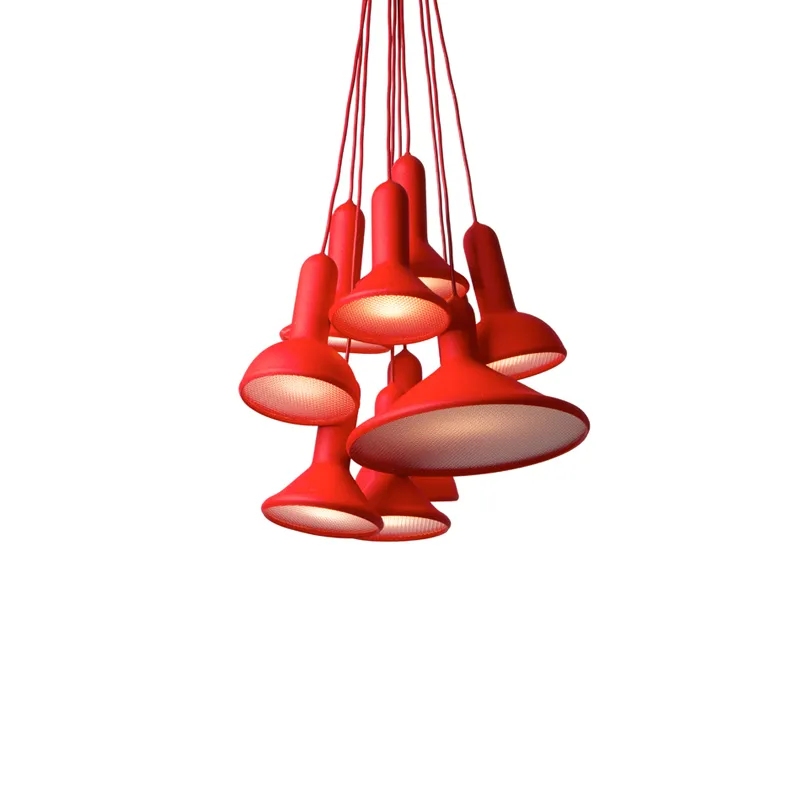 Pendant Light     TORCH BUNCH S10 Rouge / câble rouge           ESTABLISHED & SONS
