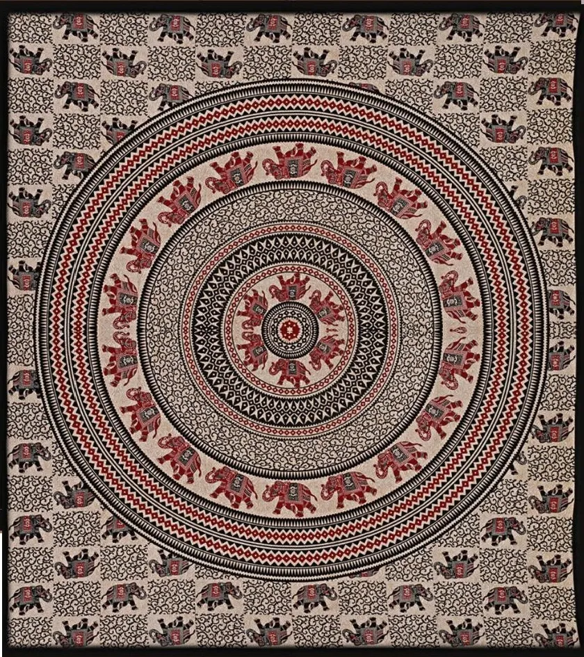 Tenture MANDALA BOX ELEPHANT badal rouge 2,40x2.20m 