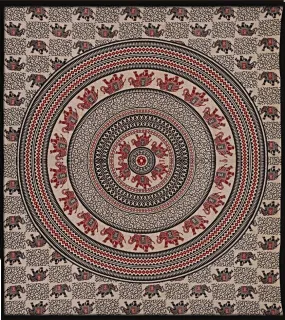 Tenture MANDALA BOX ELEPHANT badal rouge 2,40x2.20m 