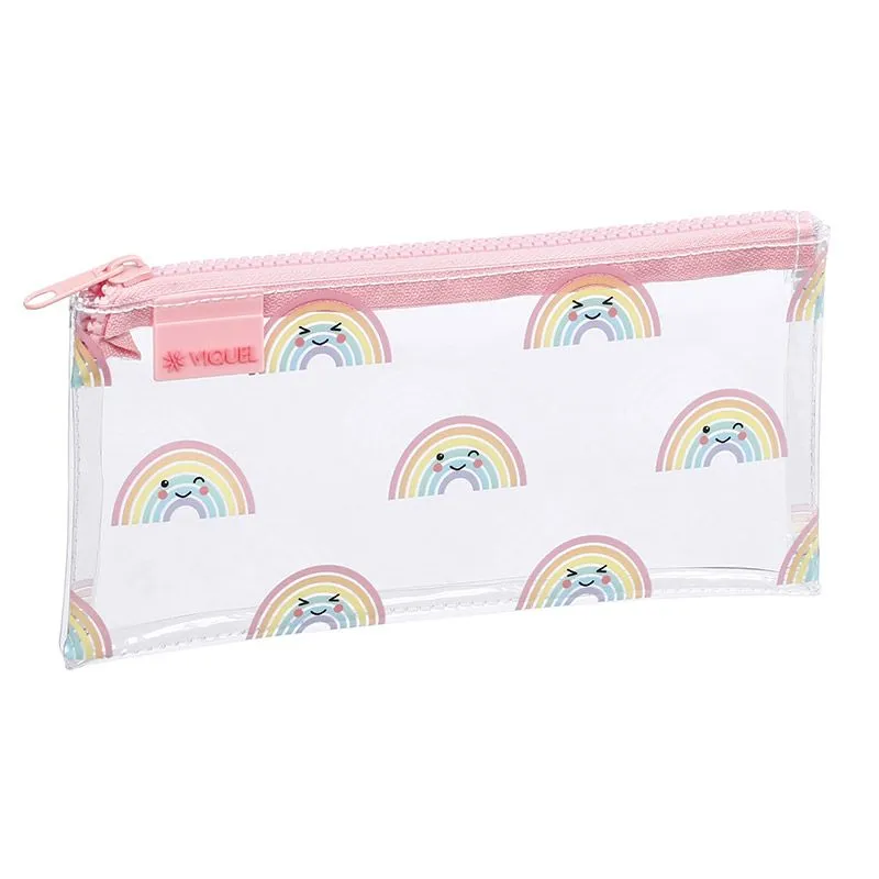 Trousse plate Baby Kawaii - 1 compartiment - 2 modèles disponibles : requin ou rainbow - Viquel